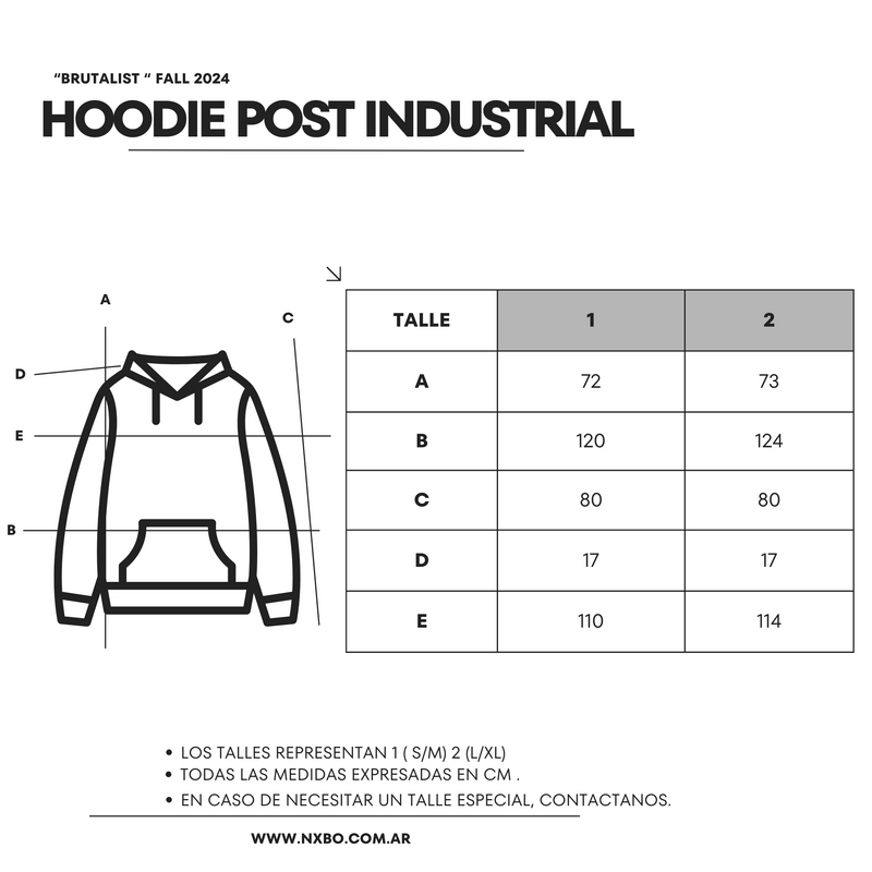 Guía de talles Buzo [Post Industrial]
