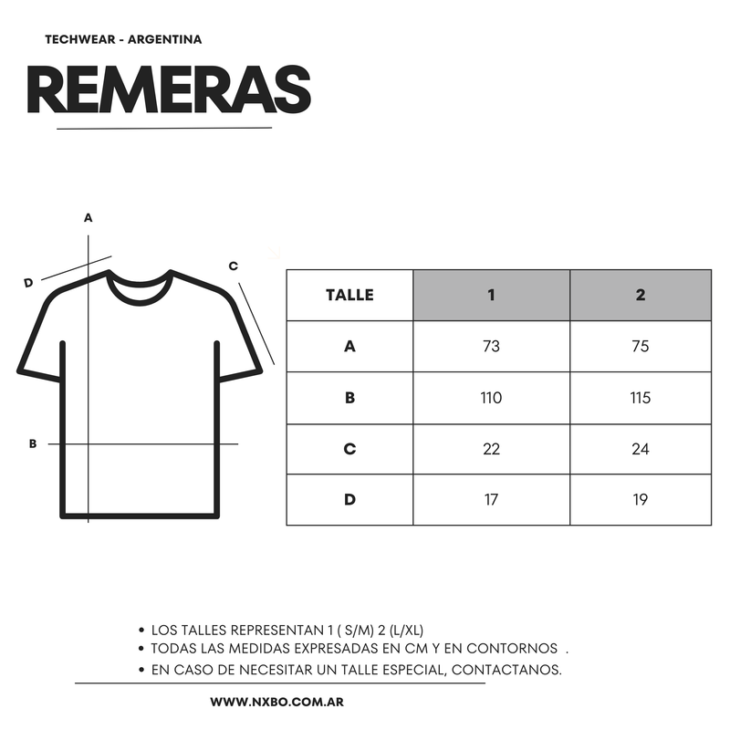Guía de talles Remera [Destroy]