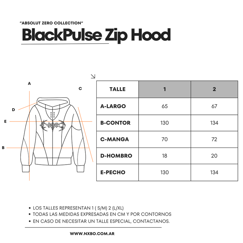 Guía de talles Hoodie [Black Pulse]