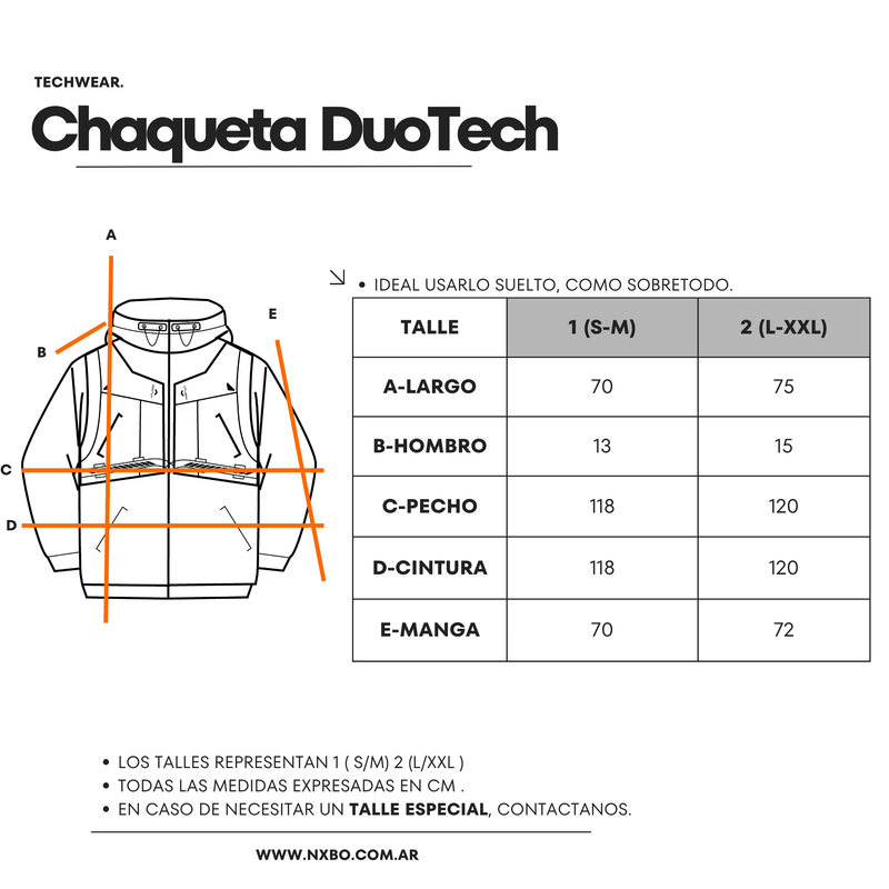 Guía de talles Campera [Duotech]