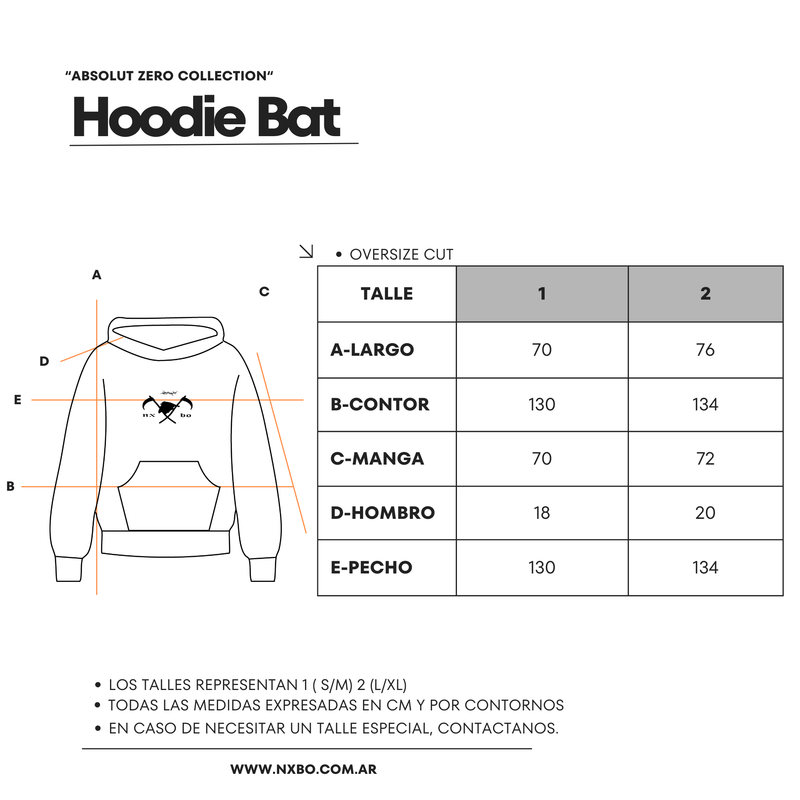 Guía de talles Hoodie [Bat]