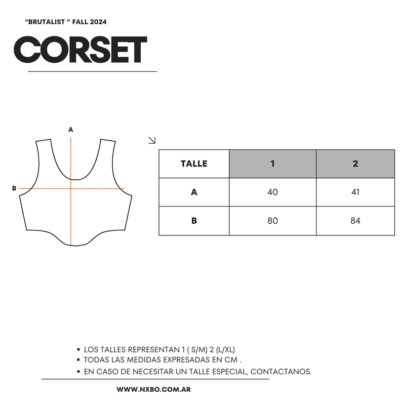 Guía de talles Corcet [Kim]