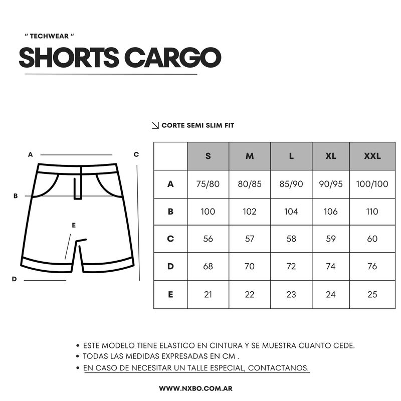 Guía de talles Cargo Short [Dark]
