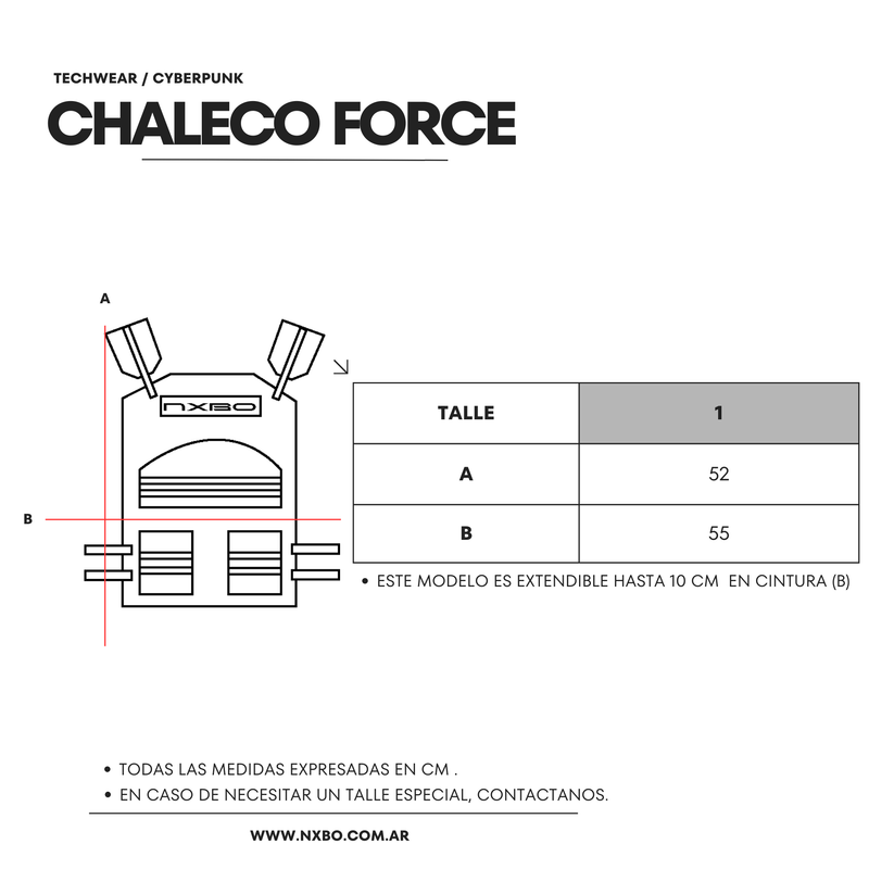 Guía de talles Chaleco [Force]