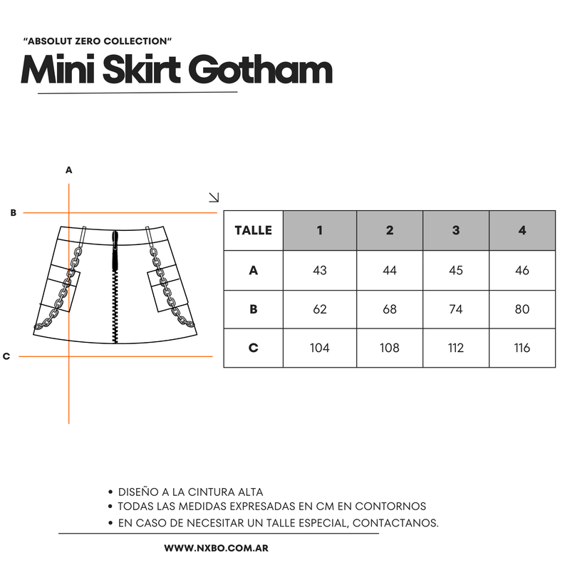 Guía de talles Mini Skirt [Gotham]