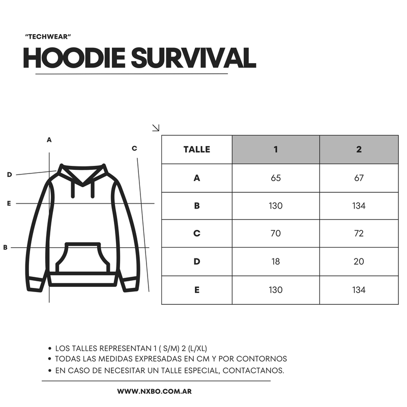 Guía de talles Buzo [Survival]