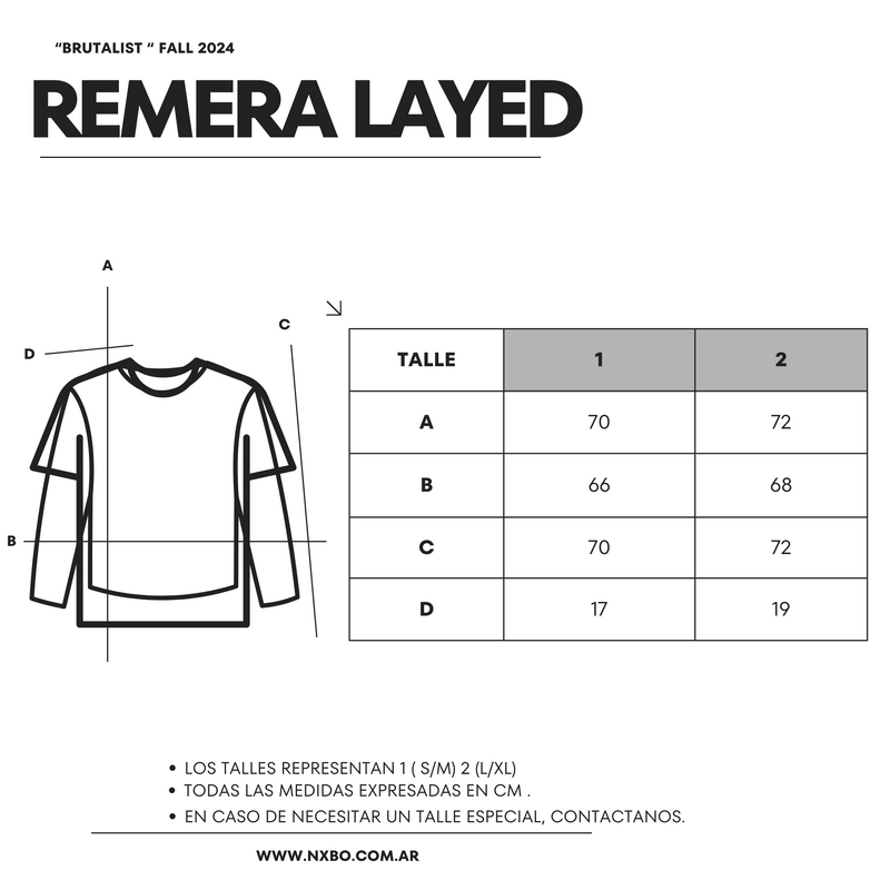 Guía de talles Remera [Layed] Larga