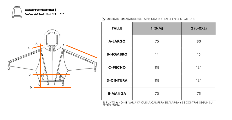 Guía de talles Rompeviento [ Low Gravity ] Negro