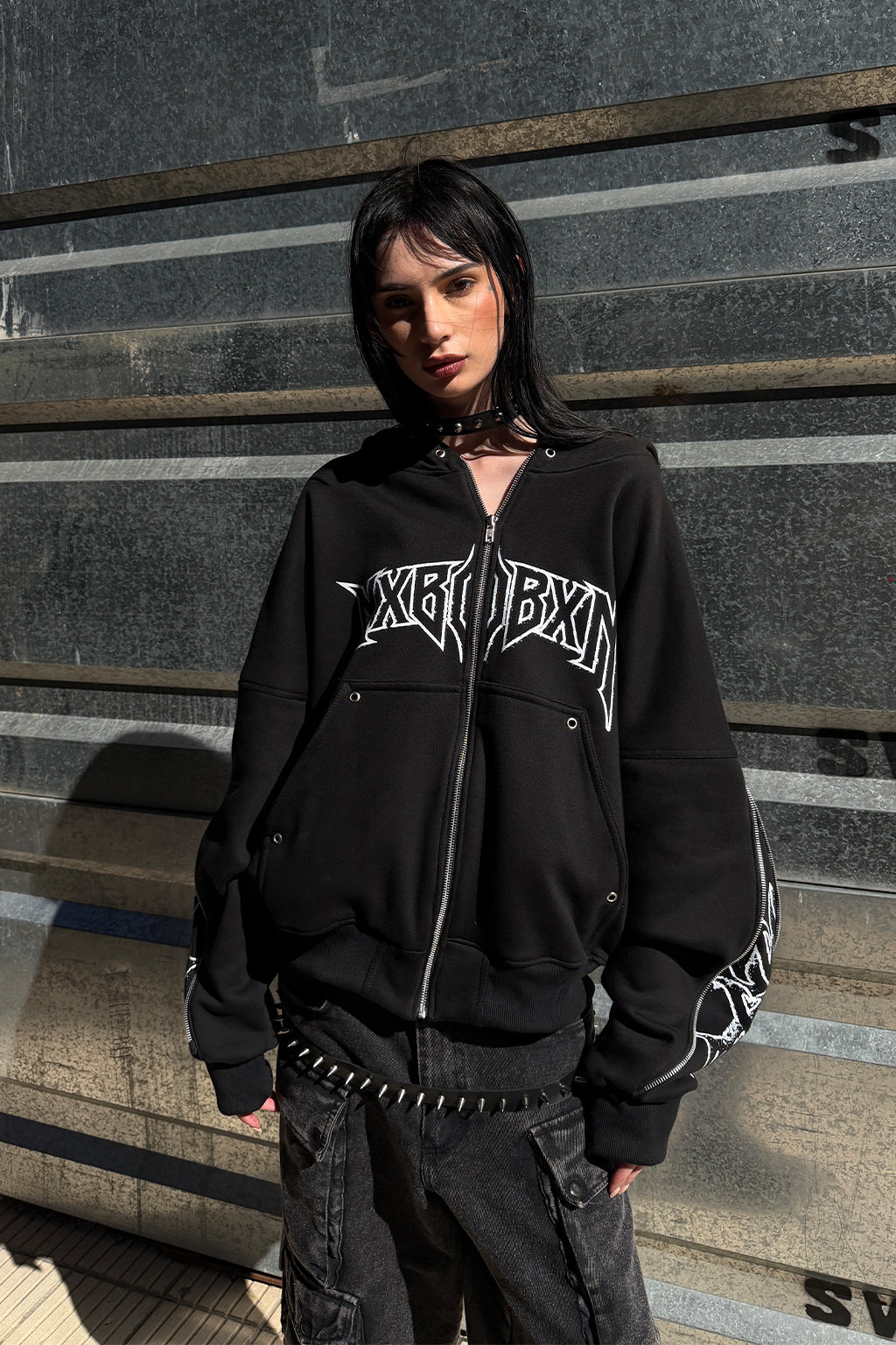 Tribal Zip Hoodie Noir