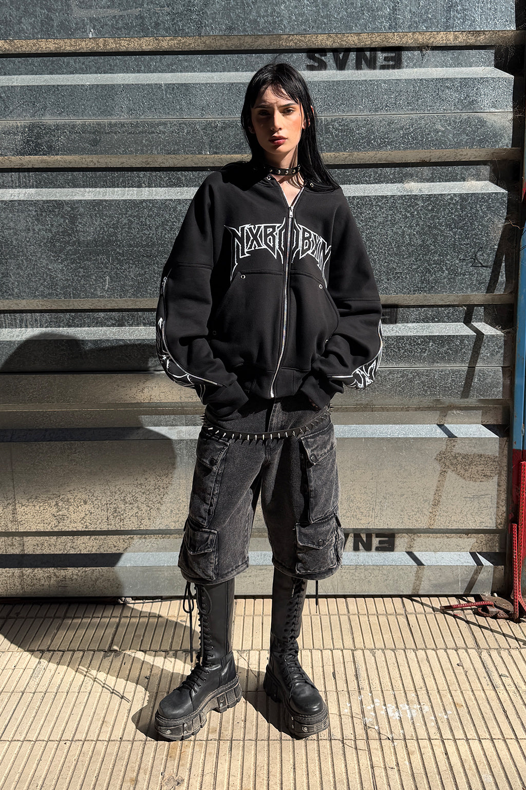 Tribal Zip Hoodie Noir