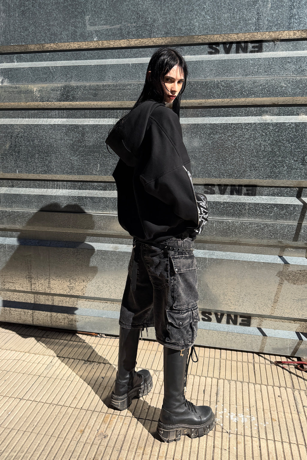 Tribal Zip Hoodie Noir