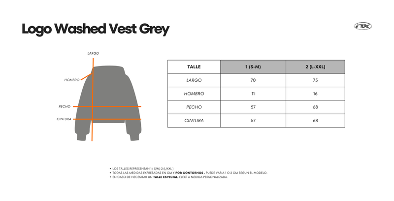 Guía de talles Logo Washed Vest Grey