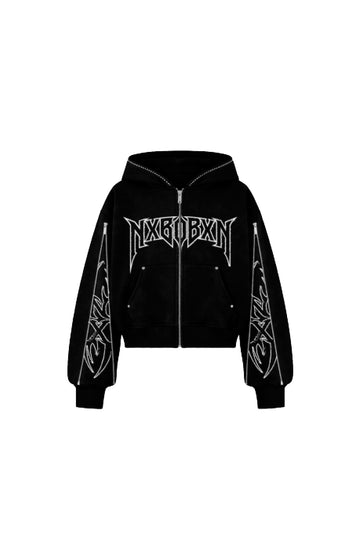 Tribal Zip Hoodie Noir