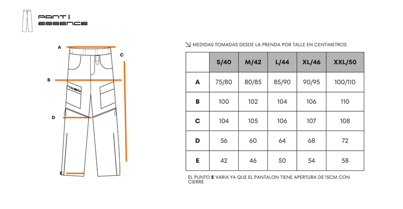 Guía de talles Pantalón [ Essence ] Negro