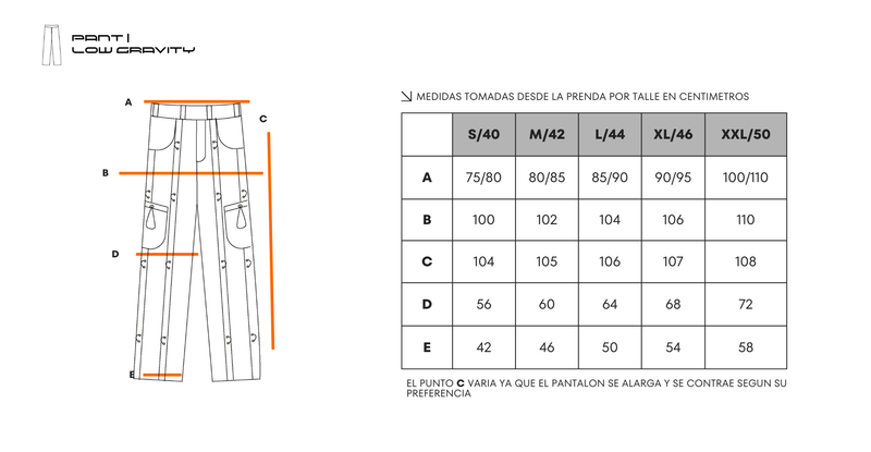 Guía de talles Pantalon [ Low Gravity ] Negro