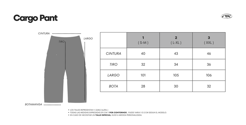 Guía de talles Massive Pant Washed Grey