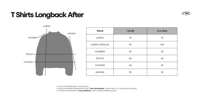 Guía de talles Afterwar Longback T shirt