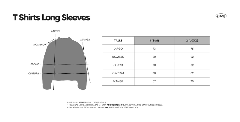 Guía de talles Layed Sleeves Emo T Shirt