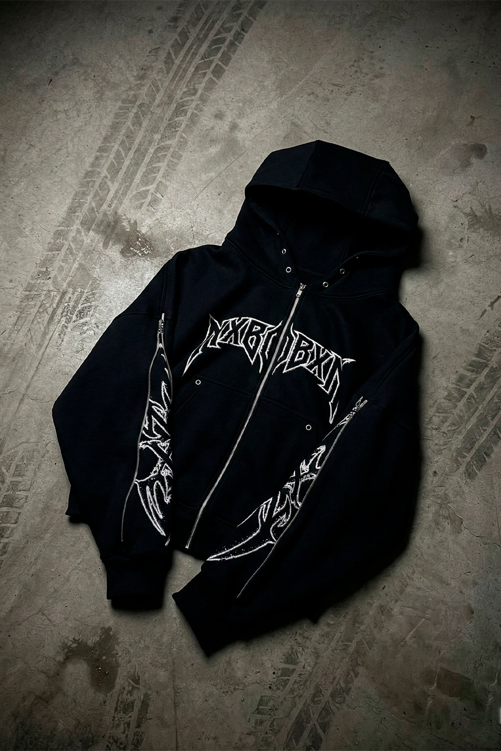 Tribal Zip Hoodie Noir