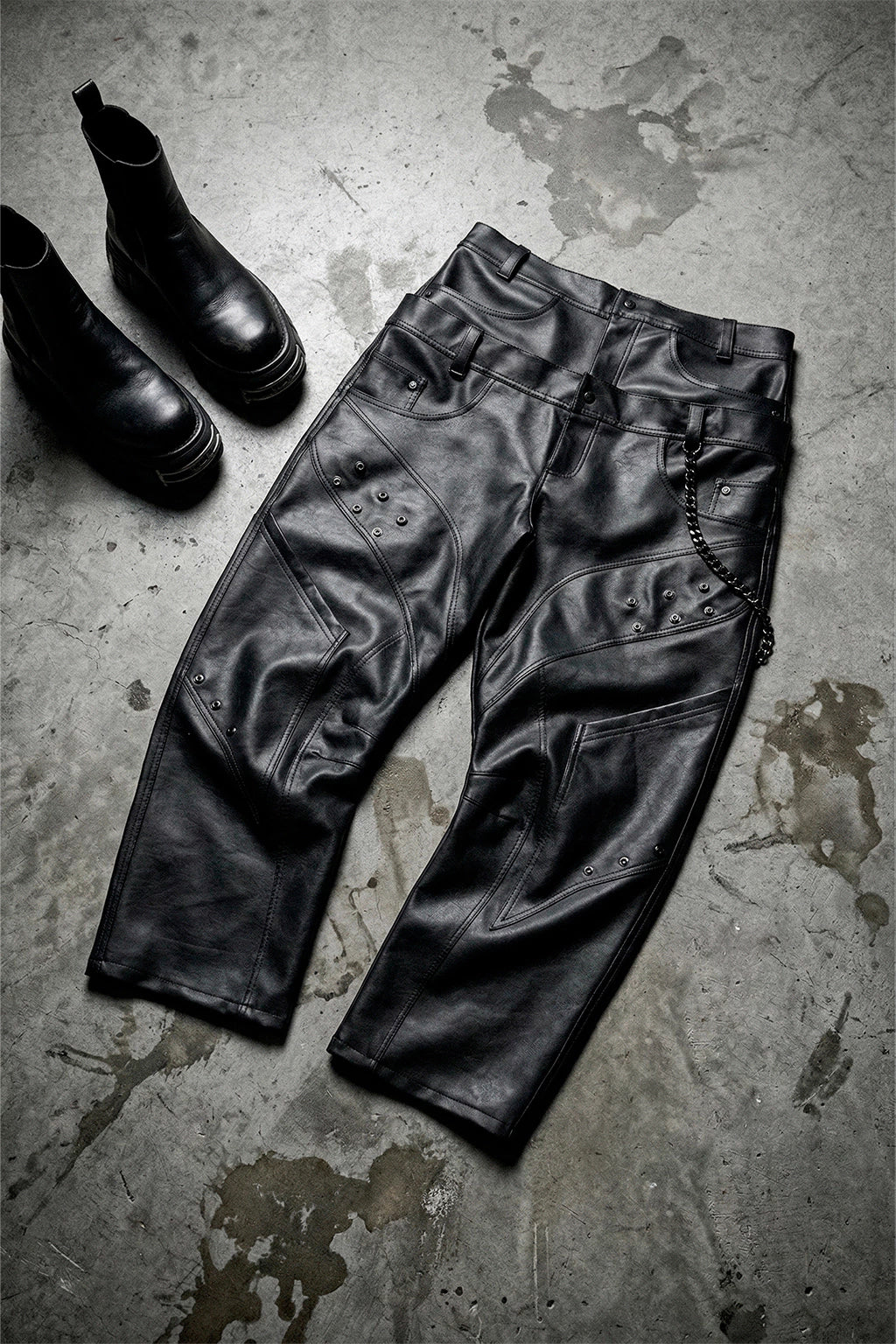 Double waist Leather Pant