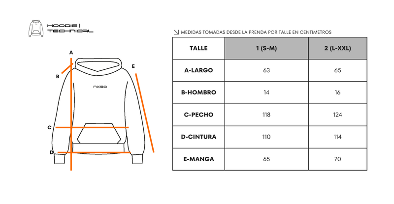 Guía de talles Hoodie [ Technical ]