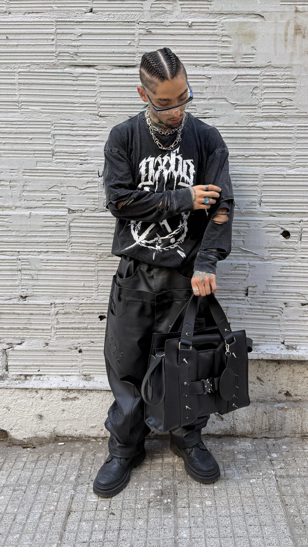 Double waist Leather Pant
