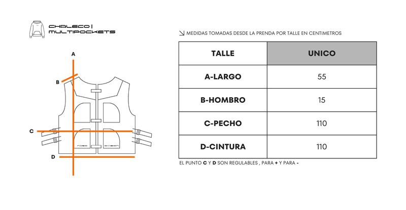Guía de talles Chaleco [ Multipockets ]